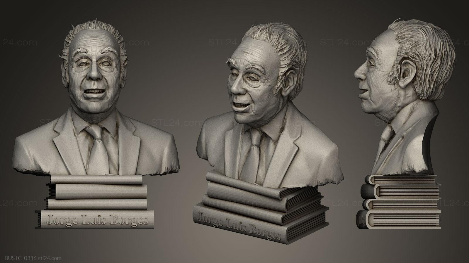 Бюсты и барельефы известных личностей (Хорхе Луис Борхес, BUSTC_0316) 3D модель для ЧПУ станка